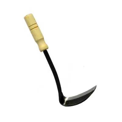 Gardening hand hoe, one of the essential tools used for gardening, with a wooden handle.
