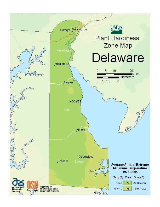 Delaware USDA Zone Map