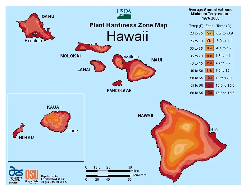 Hawaii USDA Zone Map