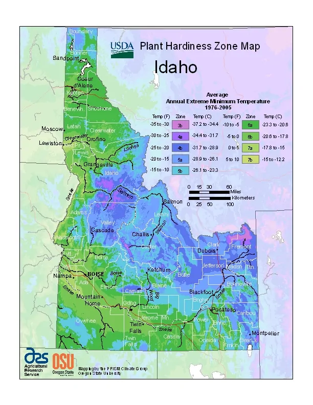 Idaho USDA Zone Map