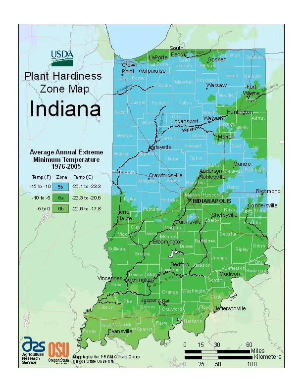 Indiana USDA Zone Map
