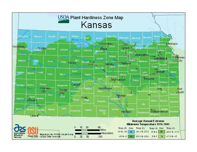 Kansas USDA Zone Map