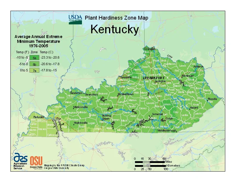 Kentucky USDA Zone Map