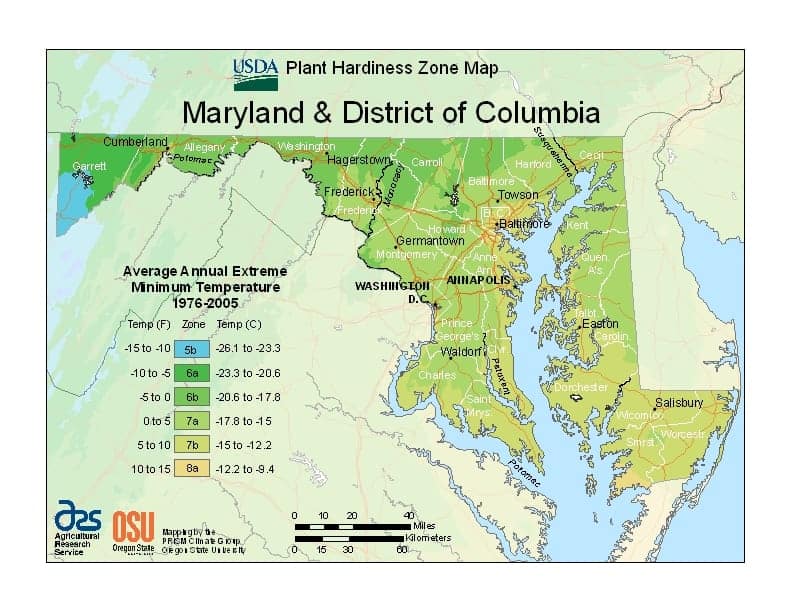 Maryland USDA Zone Map