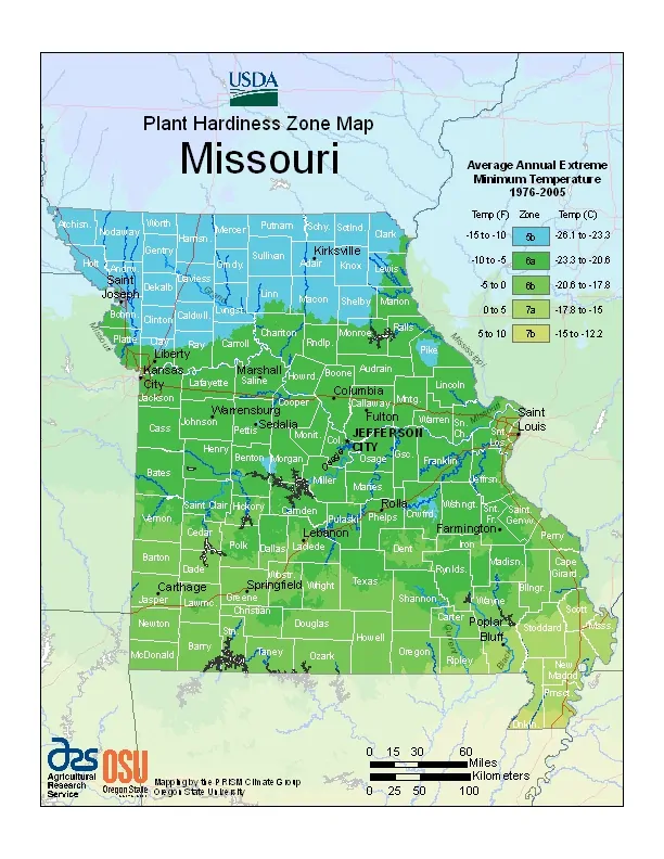 Missouri USDA Zone Map