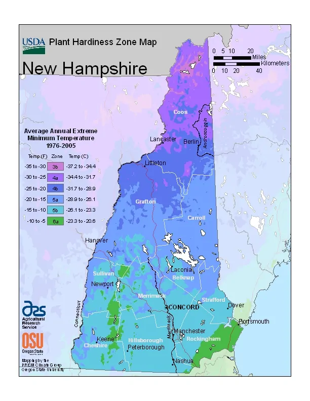 New Hampshire USDA Zone Map