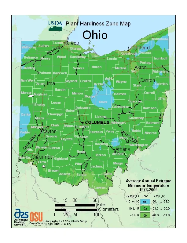 Ohio USDA Zone Map