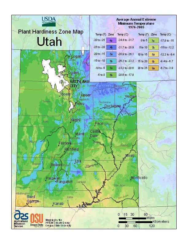 Utah USDA Zone Map