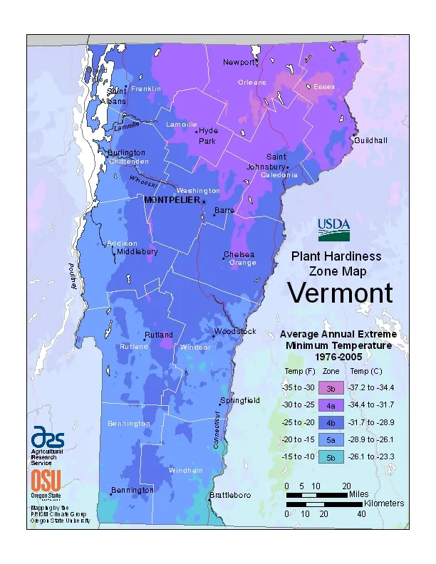 Vermont USDA Zone Map