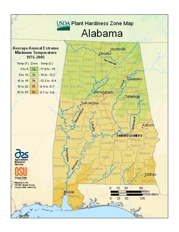 Alabama USDA Zone Map