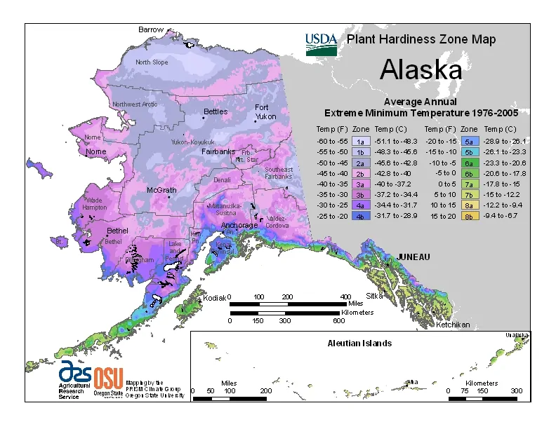 Alaska USDA Zone Map