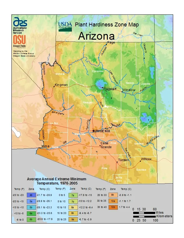 Arizona USDA Zone Map