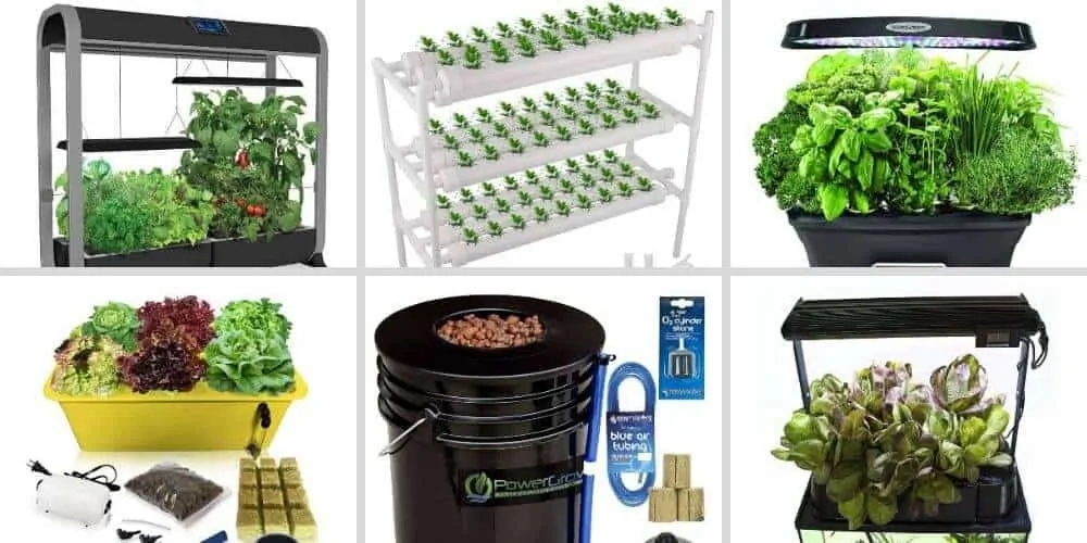 A collage showcasing various types of the best indoor hydroponic gardening systems.