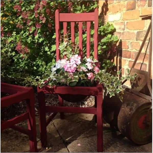 Old Chair as Plant Stand